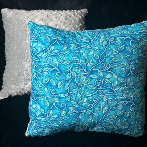 Set of 2 Handmade Quilted Silver Vine Throw Pillows